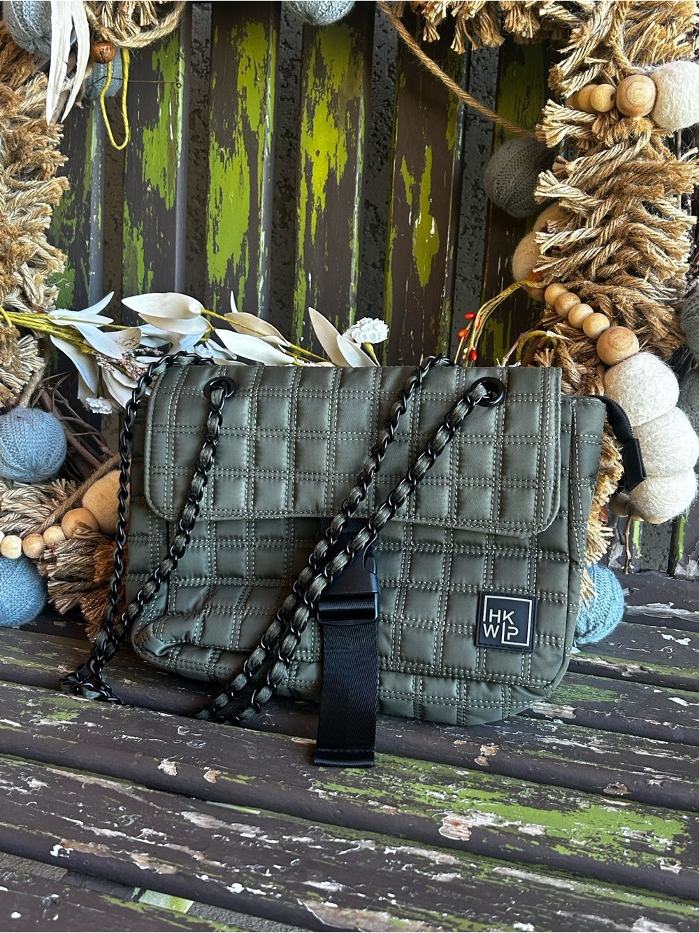 HKWP Quilted Crossbody Bag in Olive NWOT purse